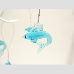 Hngende Glasfigurer - Glas Hajer - Lysebl - 3-4cm