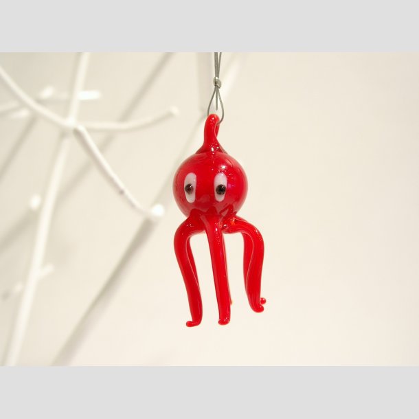 Hngende Glasfigurer - Glas Blksprutter - 5cm R&oslash;d