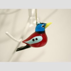 Hngende Fugle - Farverige Glas Fugle - 6 Farver - 4cm