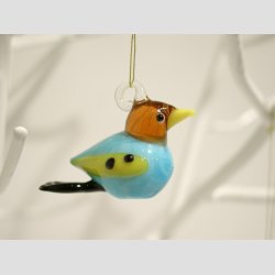 Hngende Fugle - Farverige Glas Fugle - 6 Farver - 4cm