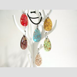 Glas Smykke Vedhng - Rose/Guld - 1 St 6 Farver - 5cm