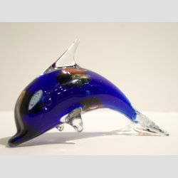 Stende Klar/Mrkebl Millefiori Glas Delfin - 9-10cm