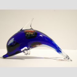 Stende Klar/Mrkebl Millefiori Glas Delfin - 9-10cm