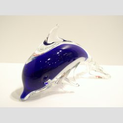 Stende Klar/Bl/Hvid Glas Delfin - 9-10cm