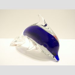 Stende Klar/Bl/Hvid Glas Delfin - 9-10cm