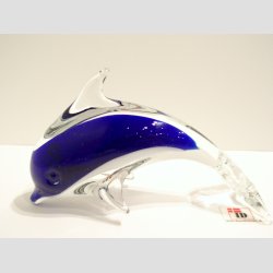 Stende Klar/Bl/Hvid Glas Delfin - 9-10cm