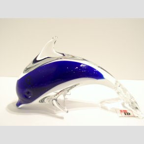 Stende Klar/Bl/Hvid Glas Delfin - 9-10cm