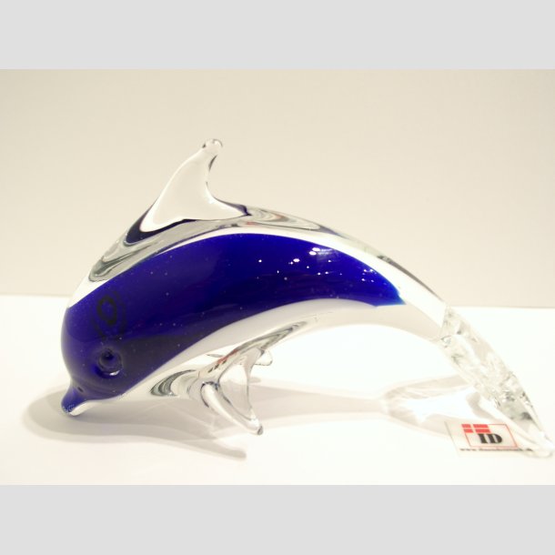 Stende Klar/Bl/Hvid Glas Delfin - 9-10cm