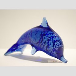 Stende Bl/Slv Glas Delfin - 10cm