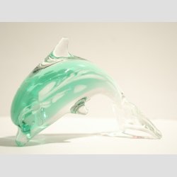 Stende Klar/Lysegrn/Hvid Sne Glas Delfin - 9-10cm