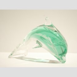 Stende Klar/Lysegrn/Hvid Sne Glas Delfin - 9-10cm