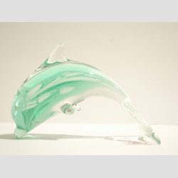 Stende Klar/Lysegrn/Hvid Sne Glas Delfin - 9-10cm