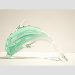Stende Klar/Lysegrn/Hvid Sne Glas Delfin - 9-10cm
