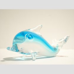 Stende Klar/Lysebl Med Hj Hale Glas Delfin - 9-10cm