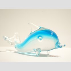 Stende Klar/Lysebl Med Hj Hale Glas Delfin - 9-10cm