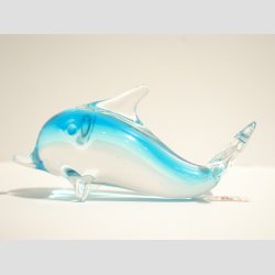 Stende Klar/Lysebl Med Hj Hale Glas Delfin - 9-10cm
