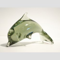 Stende Grn/Brun Glas Delfin - 10cm