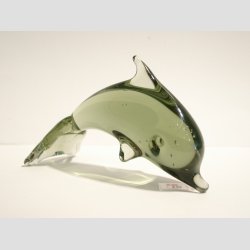 Stende Grn/Brun Glas Delfin - 10cm