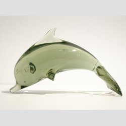 Stende Grn/Brun Glas Delfin - 10cm