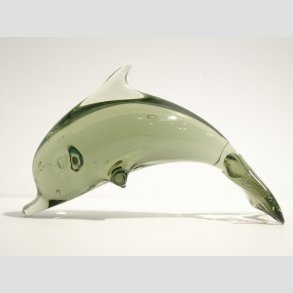 Stende Grn/Brun Glas Delfin - 10cm