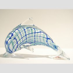 Stende Klar/Bl/Lysebl Striber Glas Delfin - 9-10cm