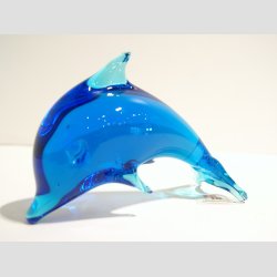 Glas Delfin - Stende Lysebl Glas Delfin - 9-10cm