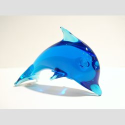 Glas Delfin - Stende Lysebl Glas Delfin - 9-10cm