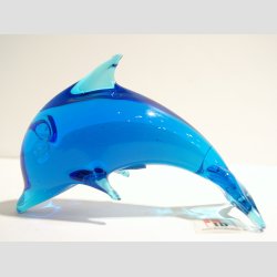 Glas Delfin - Stende Lysebl Glas Delfin - 9-10cm