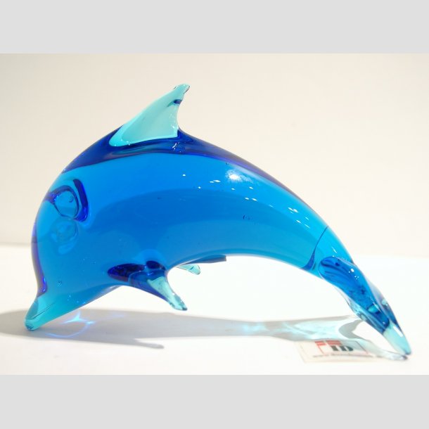 Glas Delfin - Stende Lysebl Glas Delfin - 9-10cm