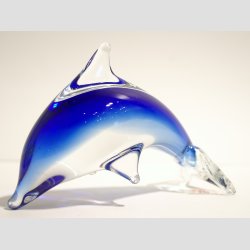 Stende Klar/Bl Glas Delfin - Uden jne - 9-10cm