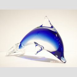 Stende Klar/Bl Glas Delfin - Uden jne - 9-10cm