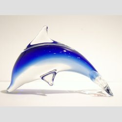 Stende Klar/Bl Glas Delfin - Uden jne - 9-10cm