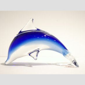 Stende Klar/Bl Glas Delfin - Uden jne - 9-10cm