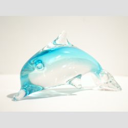 Stende Klar/Lysebl Glas Delfin - 10cm