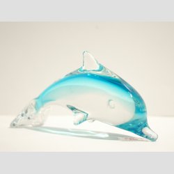 Stende Klar/Lysebl Glas Delfin - 10cm