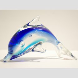 Stende Klar/Bl/Lysebl Glas Delfin - 10cm