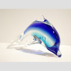 Stende Klar/Bl/Lysebl Glas Delfin - 10cm