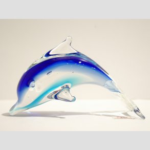 Stende Klar/Bl/Lysebl Glas Delfin - 10cm