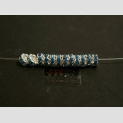 Glas Diamant Imitering - Mellem Perler - Bl/Slv - Lille - 0,6x0,2cm