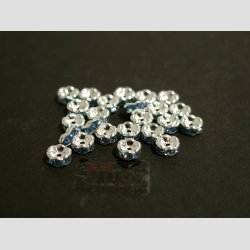 Glas Diamant Imitering - Mellem Perler - Bl/Slv - Lille - 0,6x0,2cm