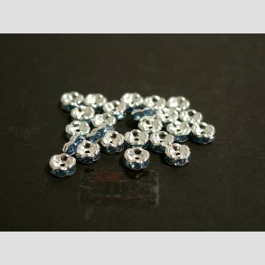 Glas Diamant Imitering - Mellem Perler - Bl/Slv - Lille - 0,6x0,2cm