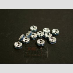 Glas Diamant Imitering - Mellem Perler - Bl/Slv - Lille - 0,6x0,2cm