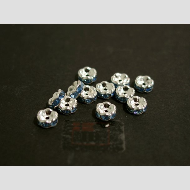 Glas Diamant Imitering - Mellem Perler - Bl/Slv - Lille - 0,6x0,2cm Perle12