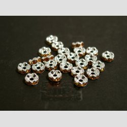 Glas Diamant Imitering - Mellem Perler - Brun/Slv - Lille - 0,6x0,2cm