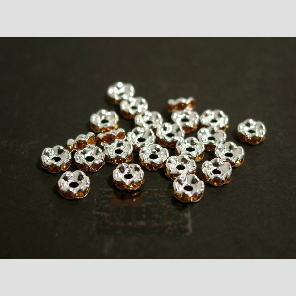 Glas Diamant Imitering - Mellem Perler - Brun/Slv - Lille - 0,6x0,2cm