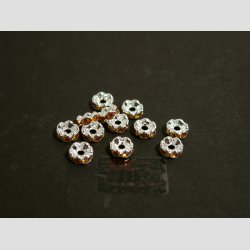 Glas Diamant Imitering - Mellem Perler - Brun/Slv - Lille - 0,6x0,2cm