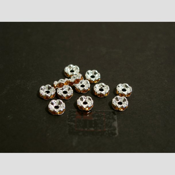 Glas Diamant Imitering - Mellem Perler - Brun/Slv - Lille - 0,6x0,2cm Perle12