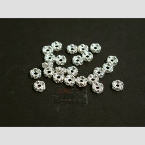 Glas Diamant Imitering - Mellem Perler - Klar/Slv - Lille - 0,6x0,2cm