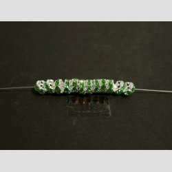 Glas Diamant Imitering - Mellem Perler - Grn/Slv - Lille - 0,6x0,2cm