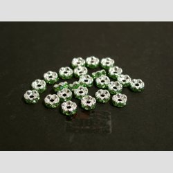 Glas Diamant Imitering - Mellem Perler - Grn/Slv - Lille - 0,6x0,2cm